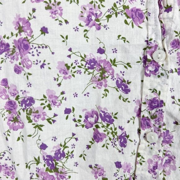 United Colors of Benetton Purple Floral Button Down Shirt Sz XS - Picture 5 of 8